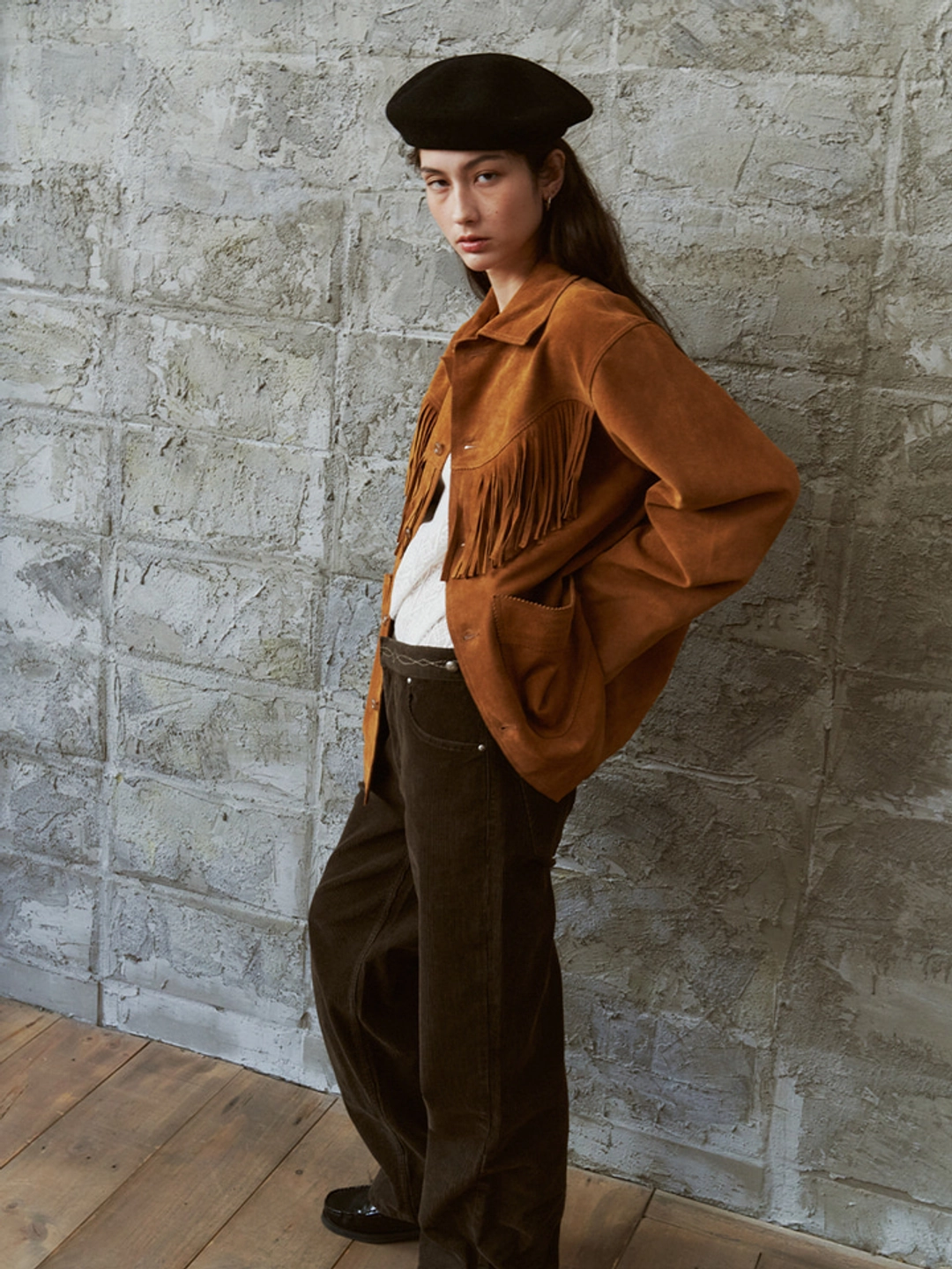 프리터 Fringe Leather Jacket Camel_F254JK02 상품 이미지 3