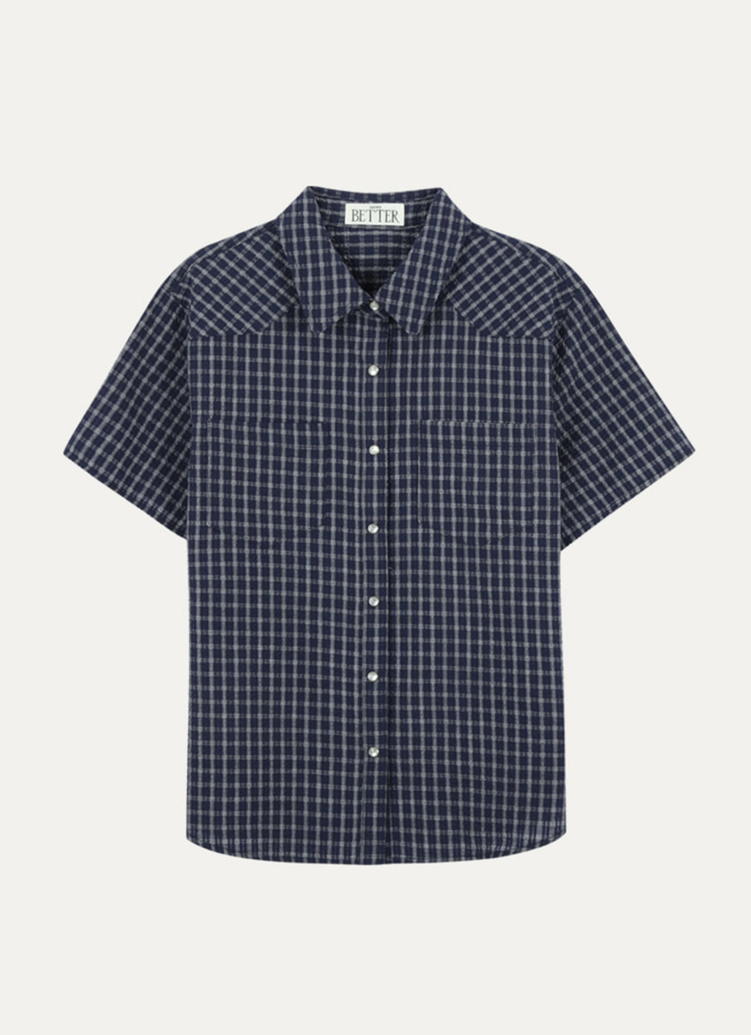 노운베러 Seersucker check shirt [KNSS03SH06]_Navy 상품 이미지 3