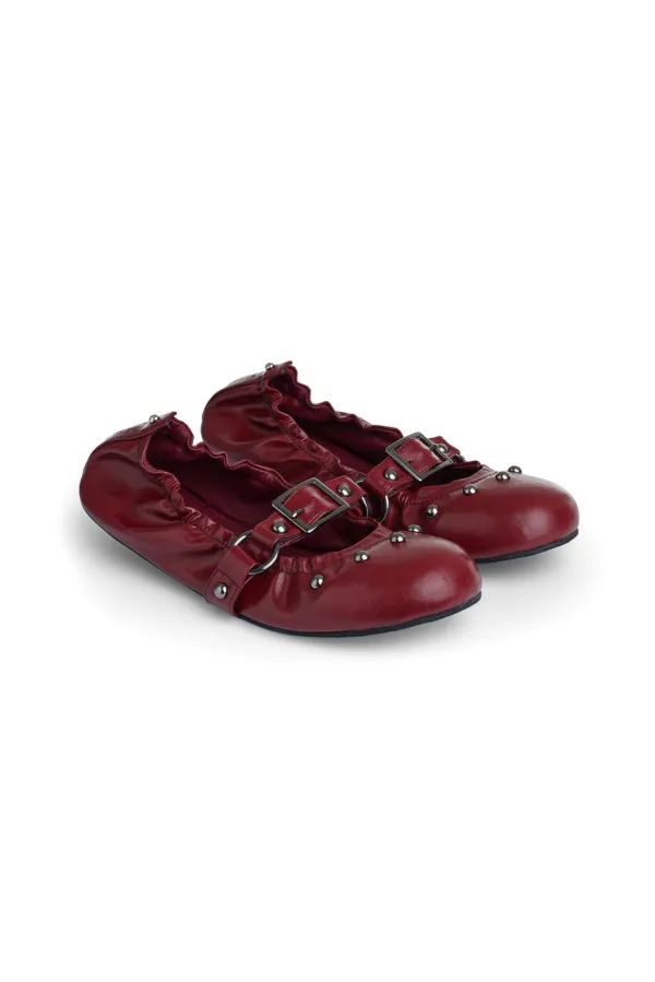 WRINKLED FLAT SHOES IN RED