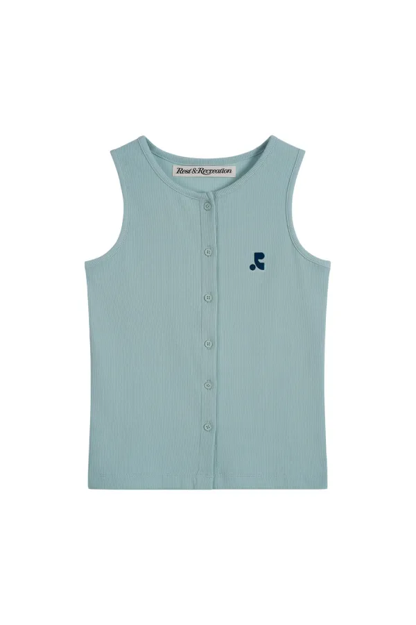 SLEEVELESS CARDIGAN - MINT BLUE