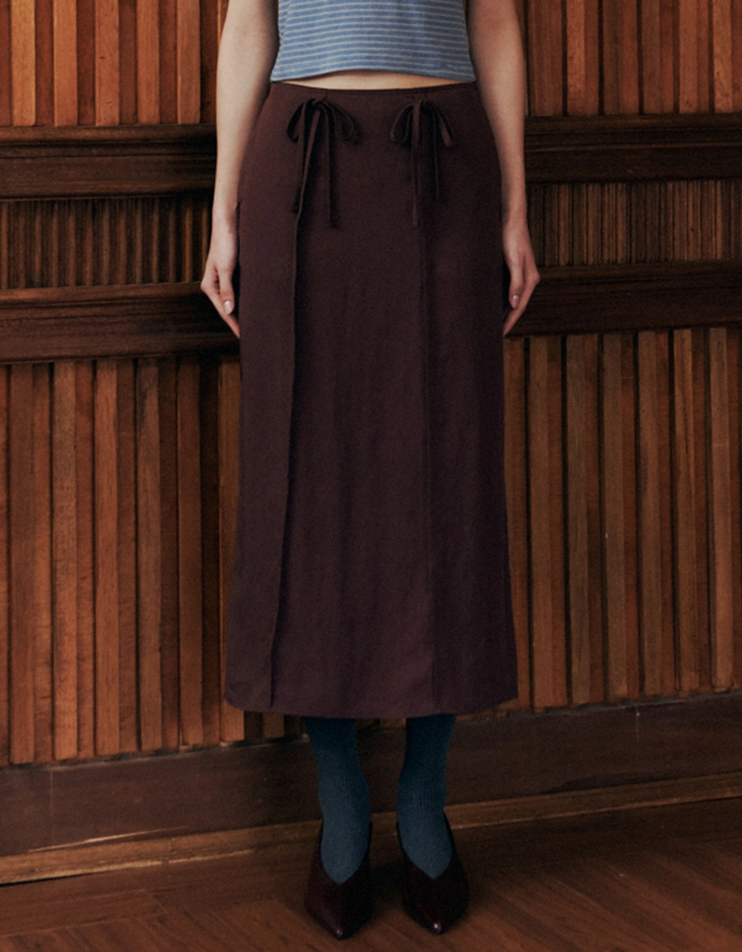 러브어스유 Friends Ribbon Skirt (Wine) 상품 이미지 2