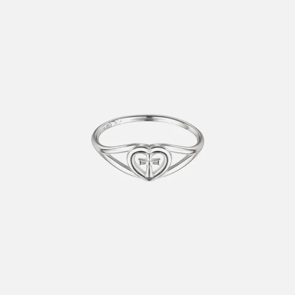 [silver925] heart cross ring-silver