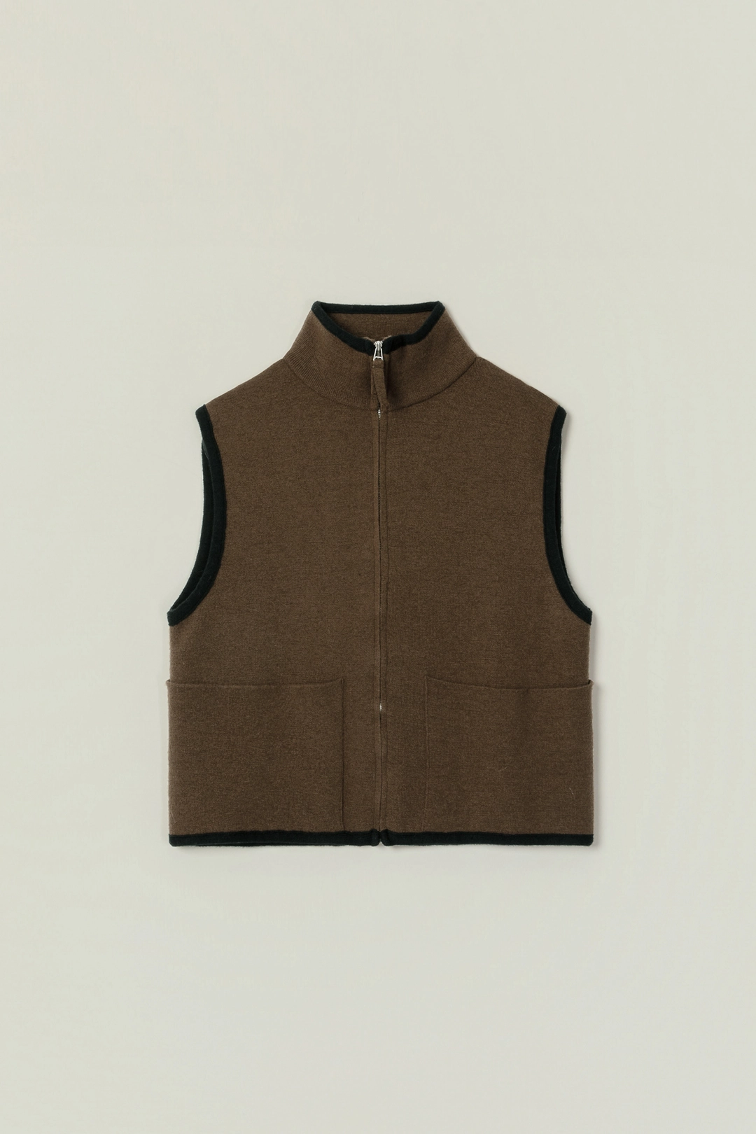 세이지먼트 PATTON POCKET KNIT ZIP UP VEST_BROWN 상품 이미지 1