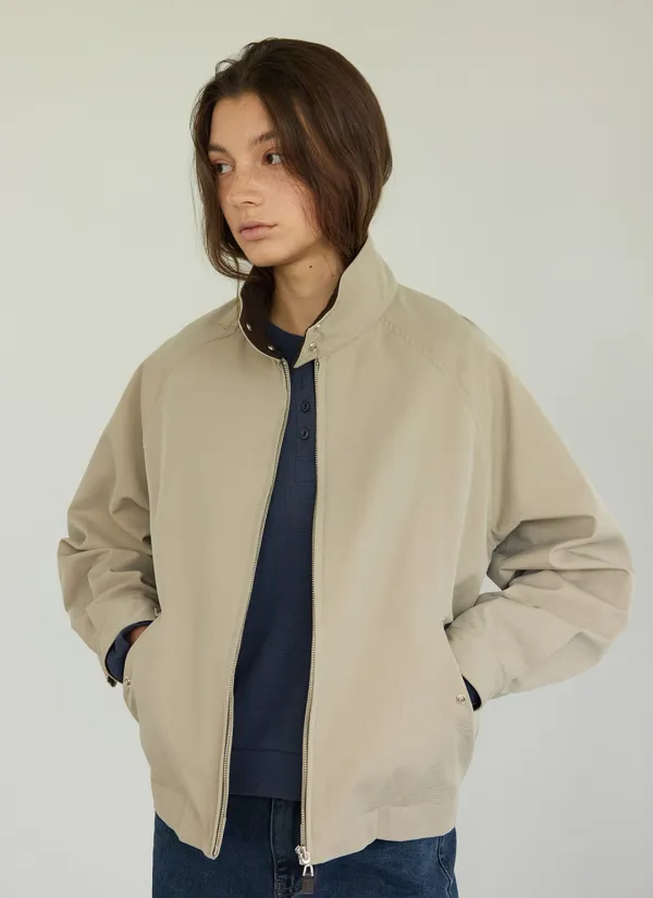 Nov High Neck Blouson Jacket (Beige)