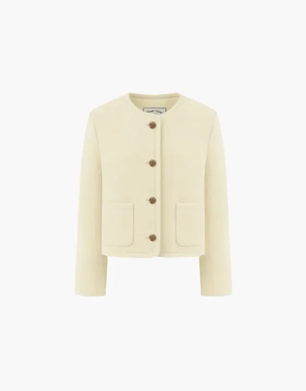 wool boucle crop jacket - cream