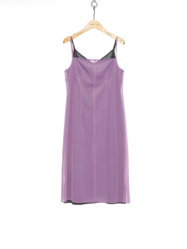SS25 PURPLE SLIP LAYERED MESH DRESS