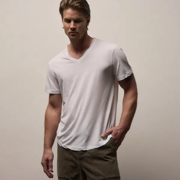Clear Jersey V Neck - White