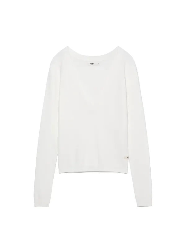 G DEEP V-NECK KNIT (WHITE)