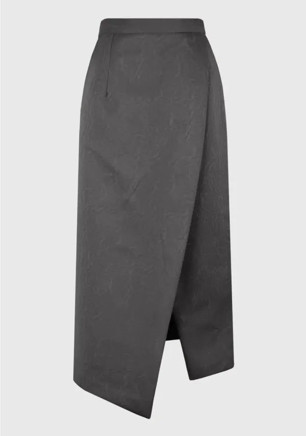 2nd) Mui Leather Wrap Skirt Gray