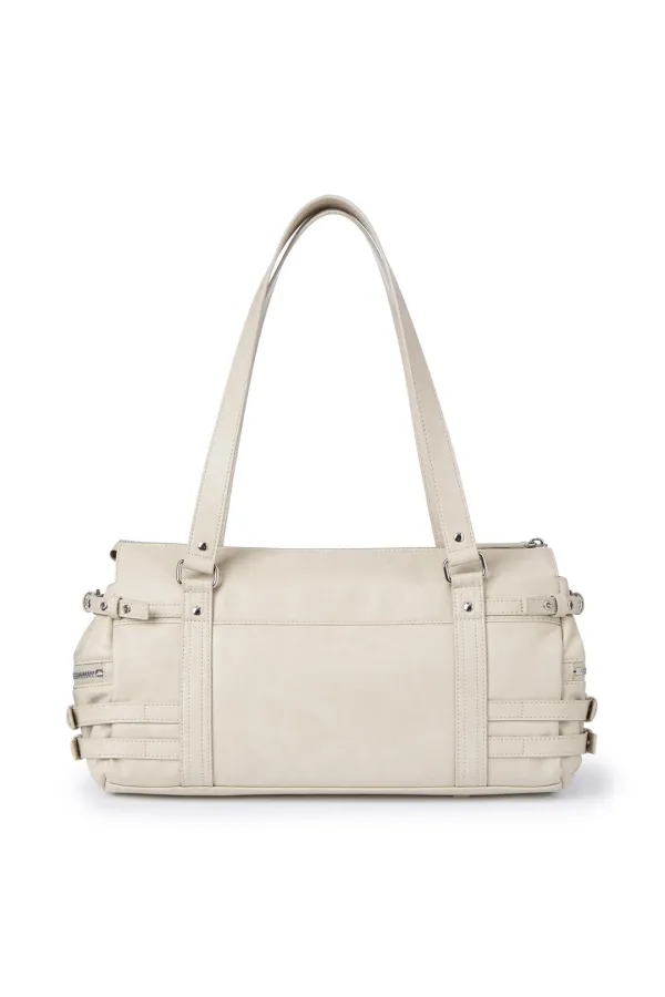 BELTED POCKET SHOULDER BAG IN BEIGE