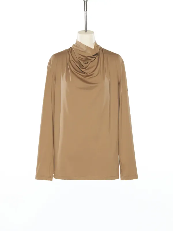 PS25 BROWN COWL NECK JERSEY TOP