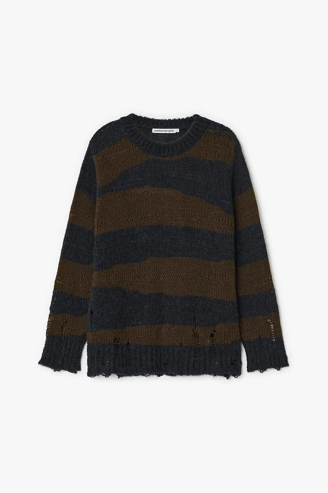 썬번프로젝트 DAMAGED COLOR BLOCK KNIT, BLACK 상품 이미지 1
