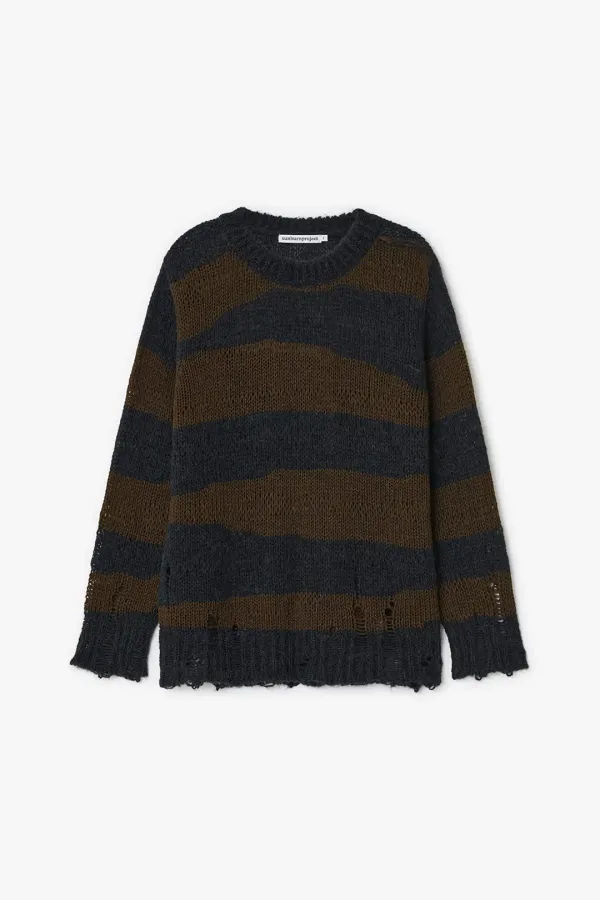 DAMAGED COLOR BLOCK KNIT, BLACK