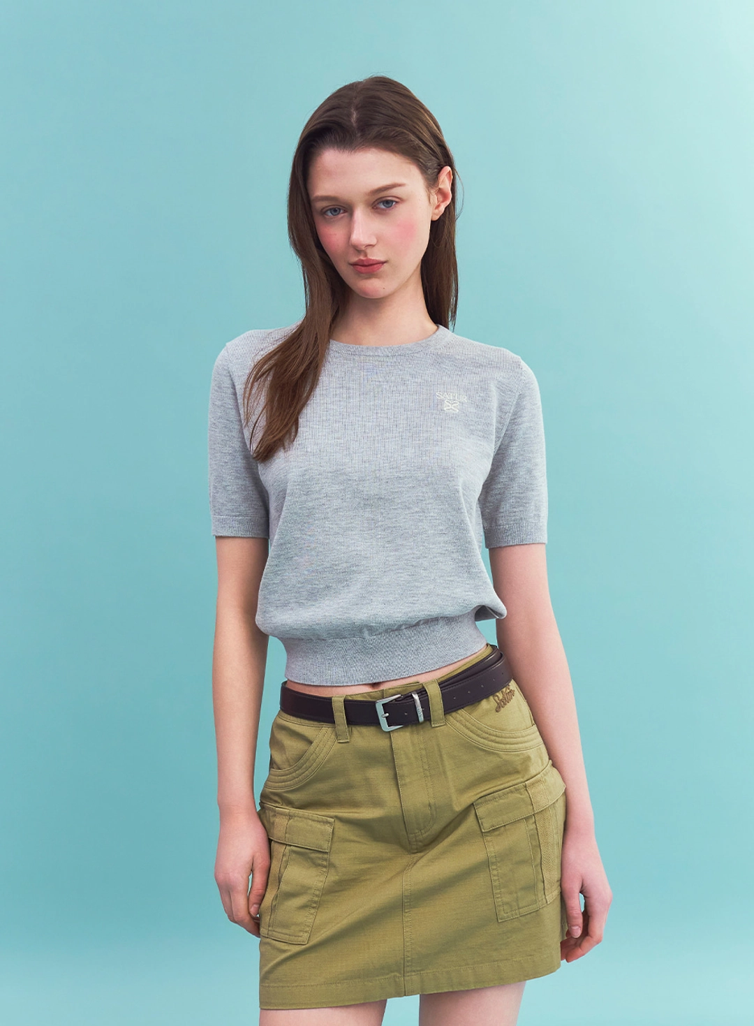 세터 (W) Loren Fine Half Knit - Melange Gray 상품 이미지 2