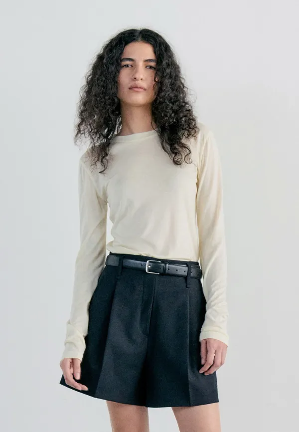 WOOL TENCEL ROUND T-SHIRT - BUTTER
