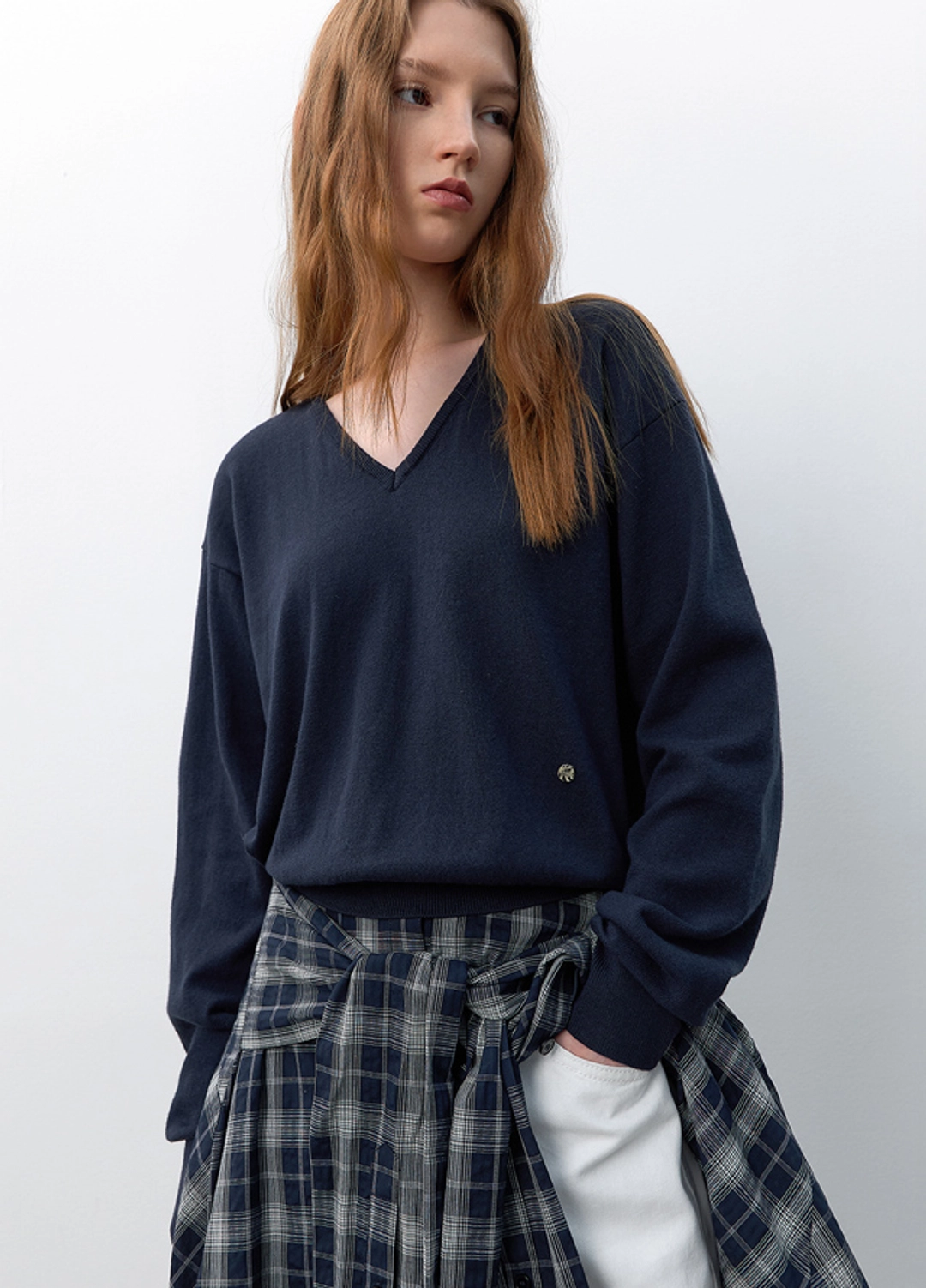 아뜰리에 나인 (Z-T-7192)COTTON&WOOL OVERFIT V-NECK KNIT 상품 이미지 2