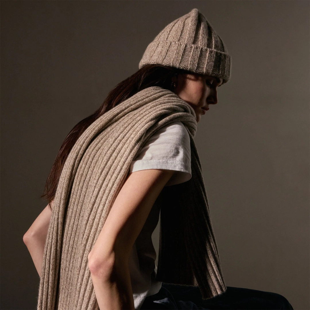 제임스펄스 Recycled Cashmere Marled Scarves - Stone Marl 상품 이미지 3