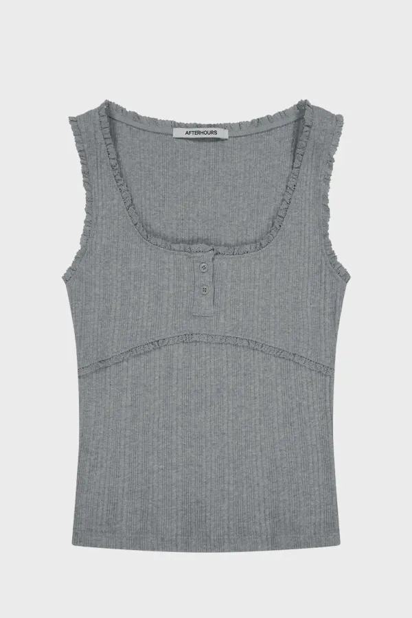 [4TH] LACE BUTTON SLEEVELESS TOP V2 (MELANGE GREY)