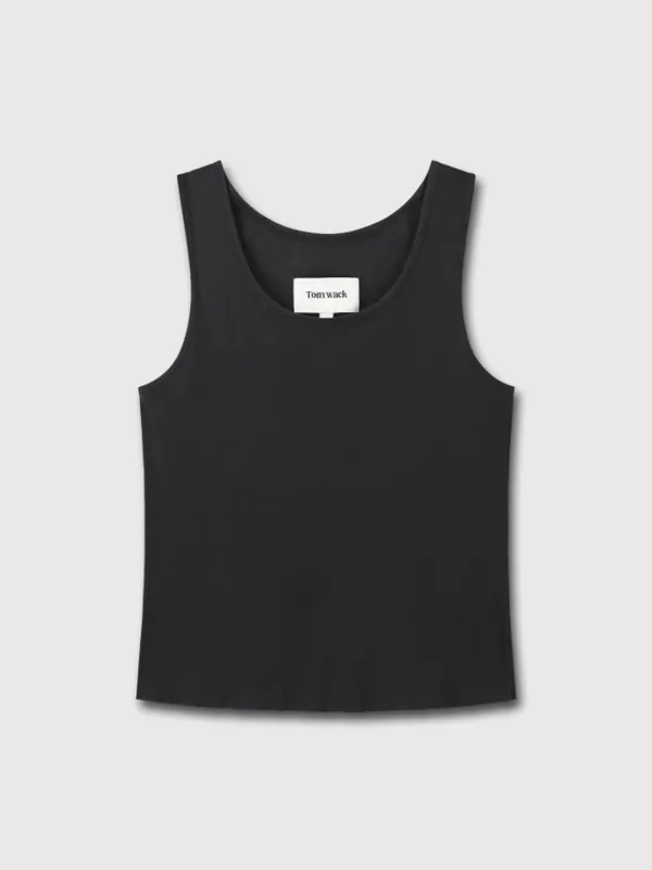 GARMENT-DYED COTTON SLEEVELESS_ FADED BLACK