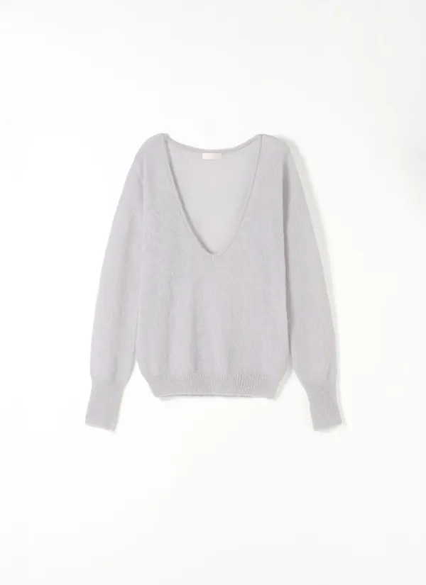 Deli Deep V-Neck Knit(Pale Blue)