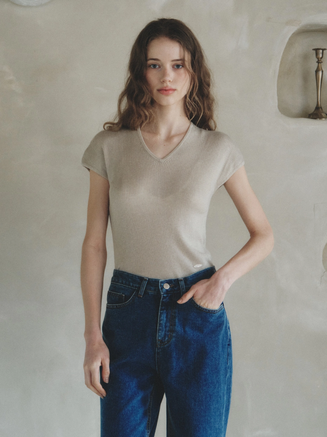 르니나 LONDI v-neck wool knit_beige 상품 이미지 2