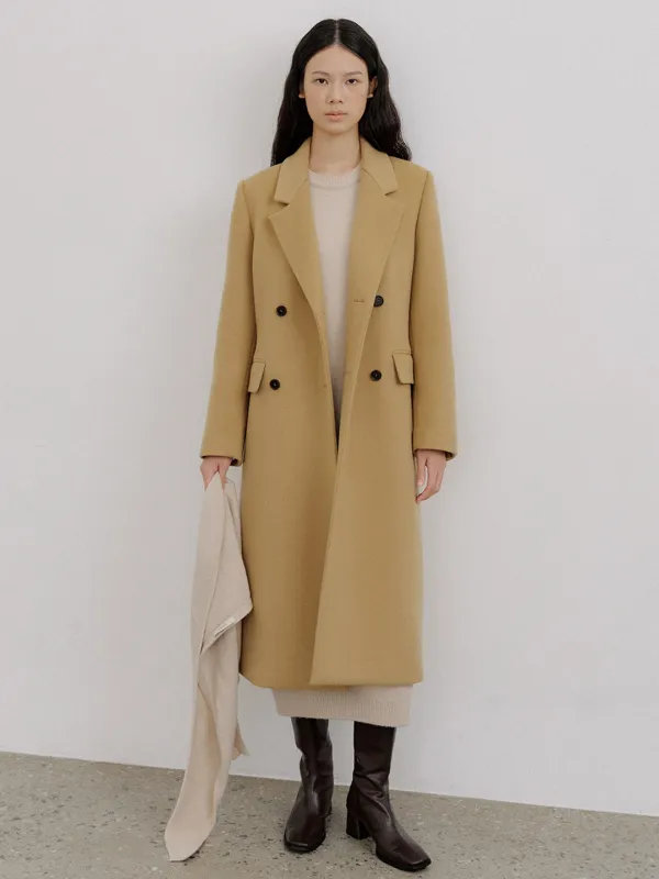 CASHMERE DOUBLE STAND LONG COAT_CAMEL