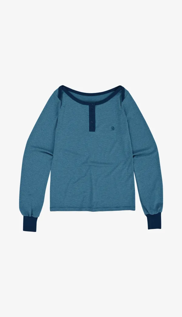 227. Boatneck Stripe T _ Blue