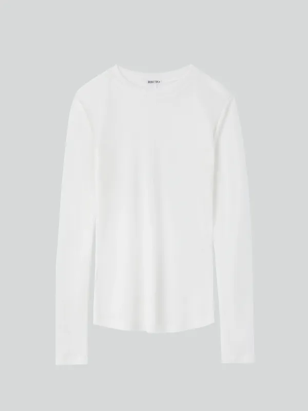 SHEER JERSEY LONG SLEEVE TOP (OFF WHITE)