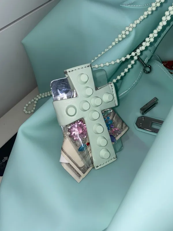 Cross Stud Strap Wallet Mint