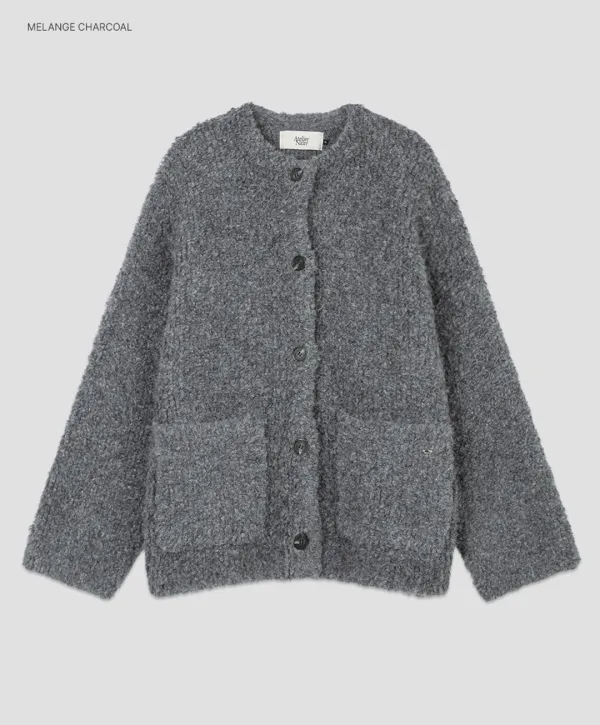 (CD-2233)FURRY LOOF OVERFIT KNIT CARDIGAN