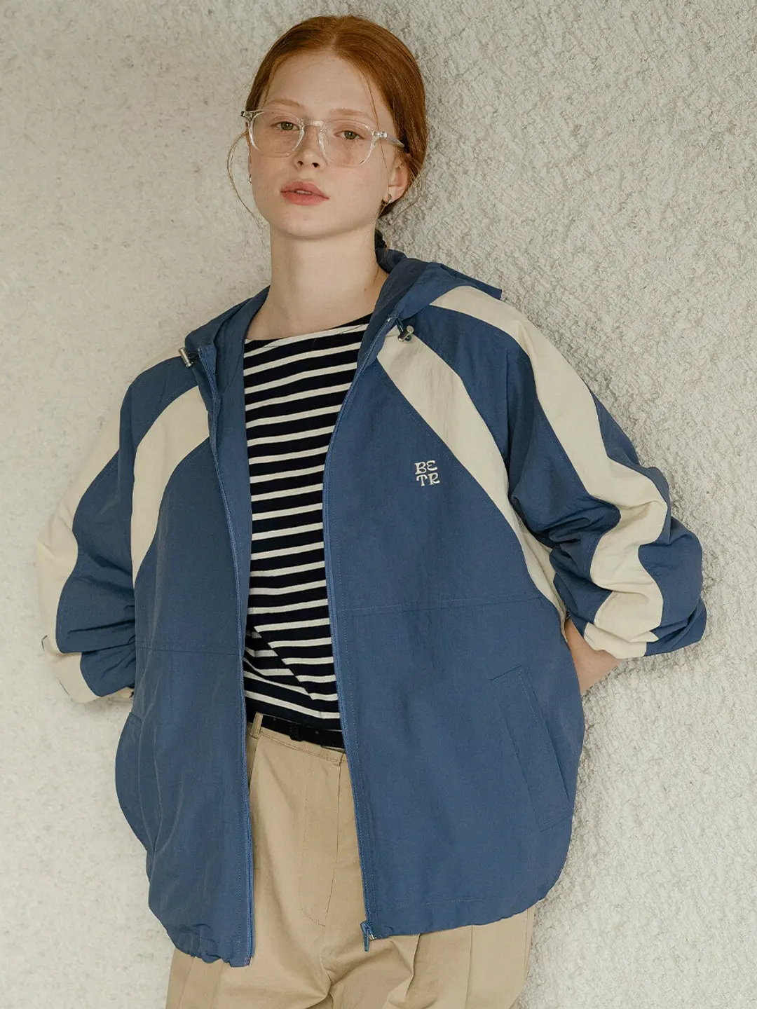 노운베러 Coloring raglan wind hood jumper_Blue 상품 이미지 1