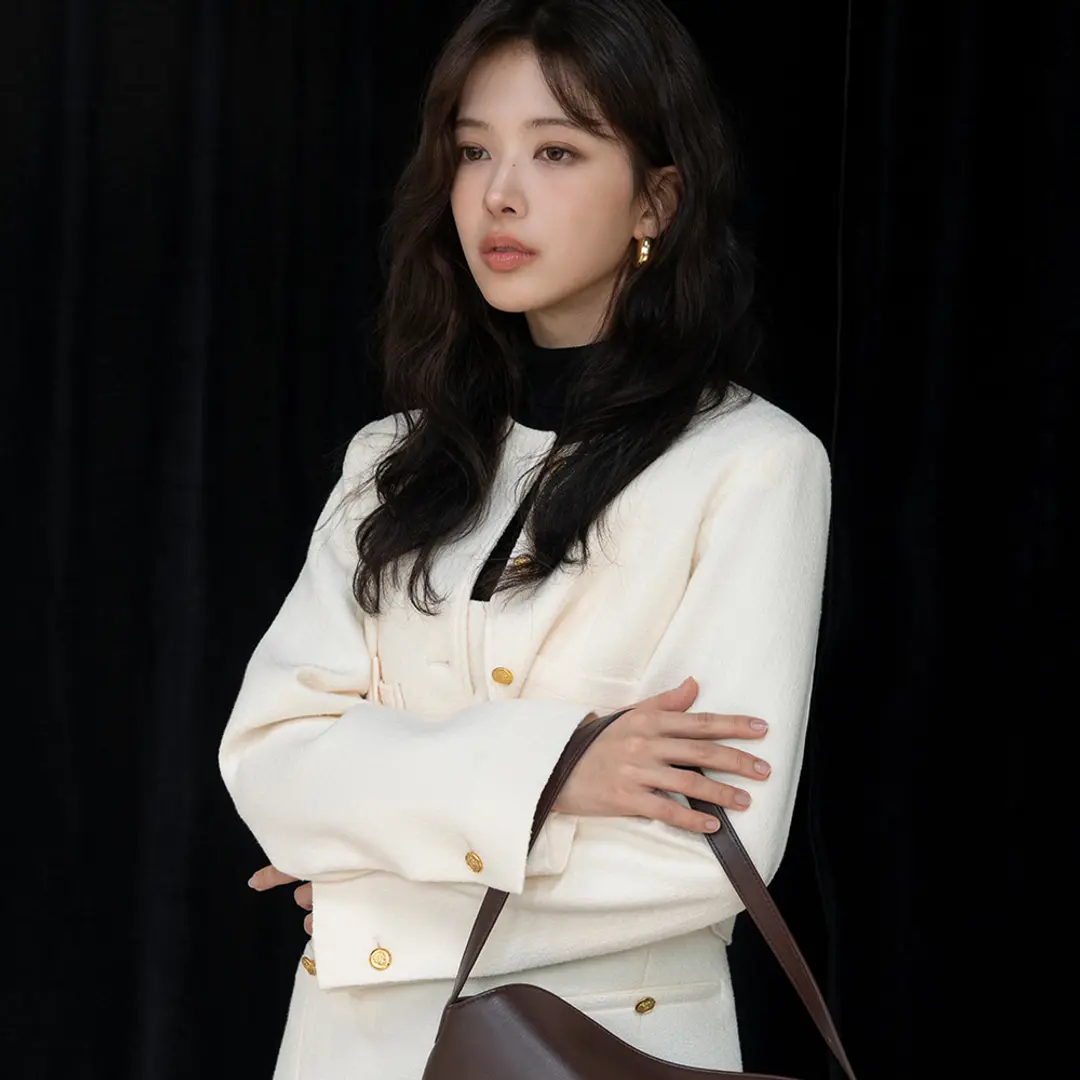 시야쥬 SIOT4113 클래식 크롭 트위드 자켓_Ivory 상품 이미지 2