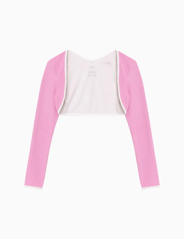 RIBBED CARDIGAN_PINK
