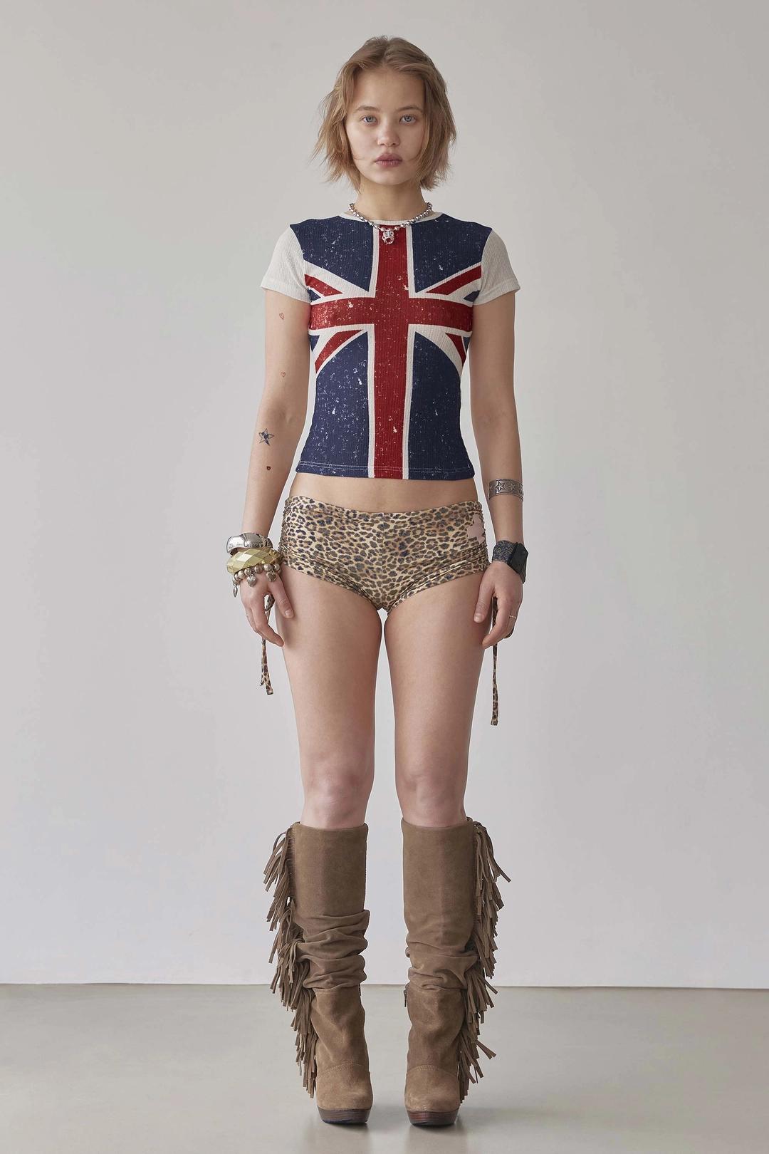 스컬프터 Union Jack Baby Tee White 상품 이미지 1