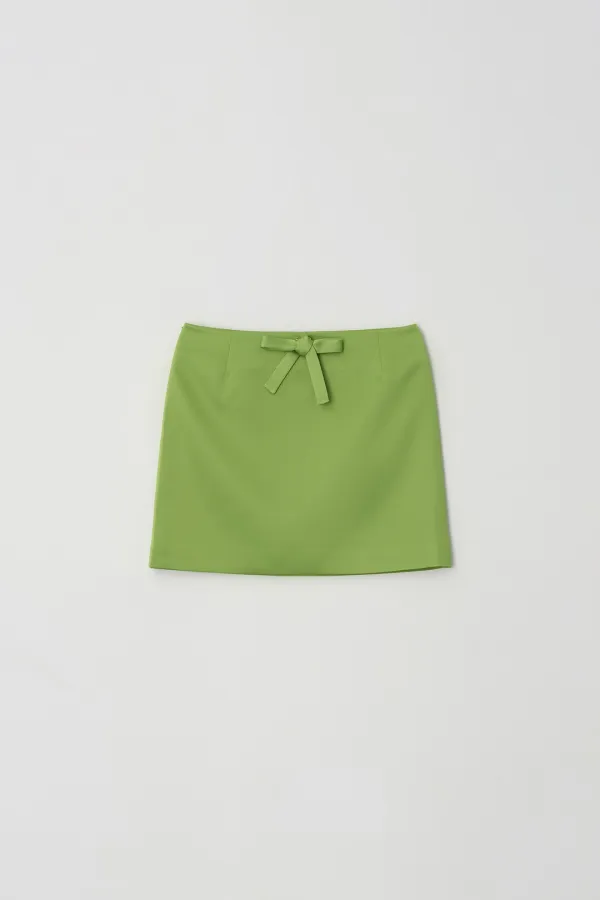 Ribbon Satin Mini Skirt (light green)