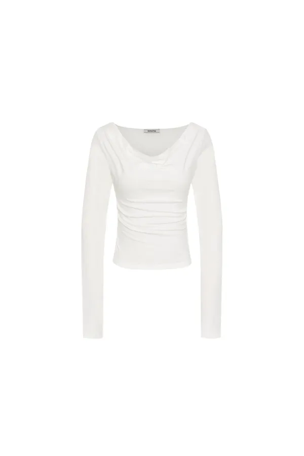 ONE SHOULDER 02 LONG SLEEVE TOP (WHITE)