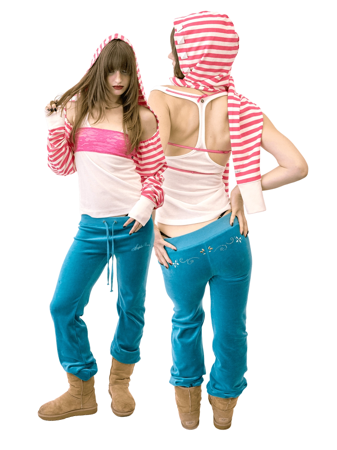 스컬프터 Hooded Stripe Scarf Bolero Acid Pink 상품 이미지 1