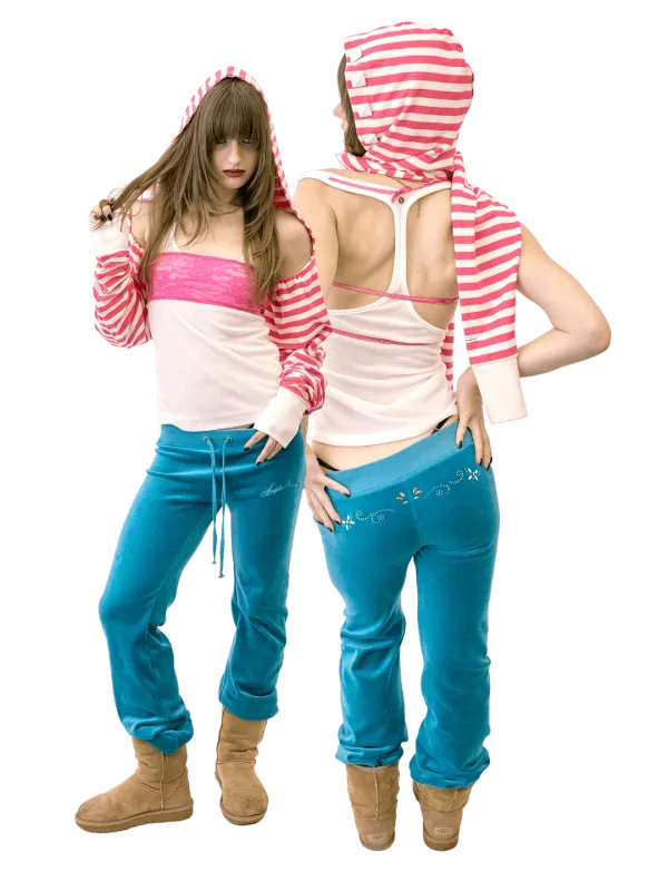 Hooded Stripe Scarf Bolero Acid Pink