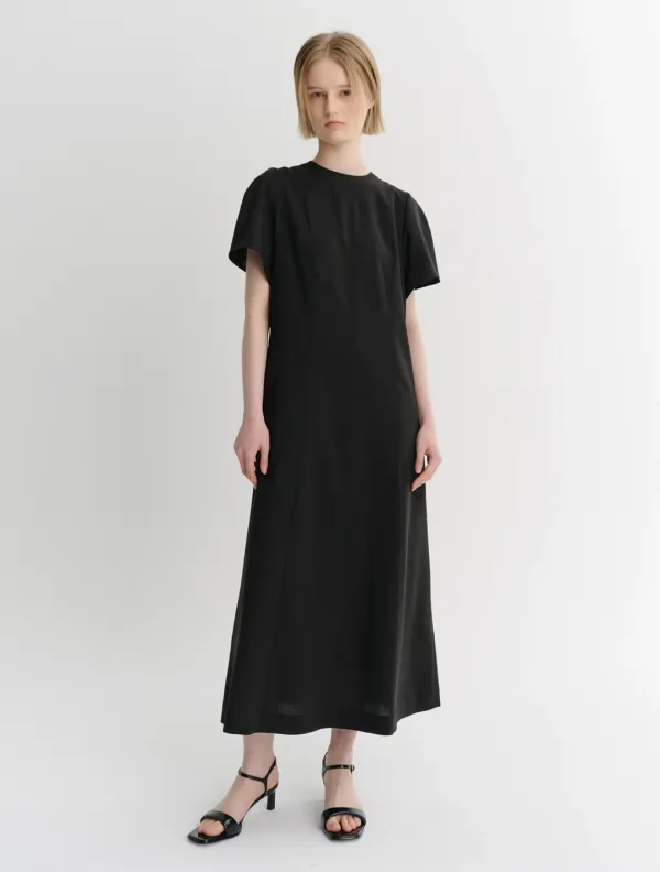 Linear Mock Neck Dress (Black)