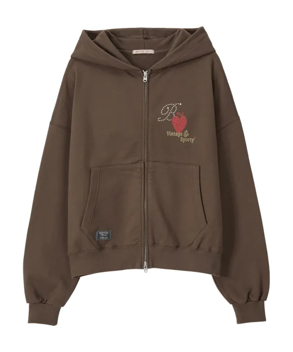 Star Sporty Hood Zip Up-Brown