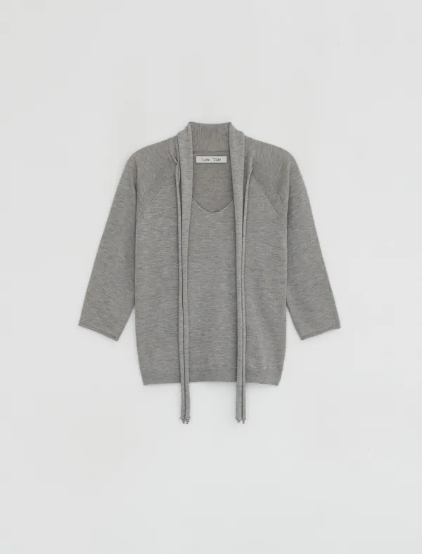 [1st REORDER] V-NECK SCARF KNIT [GREY]