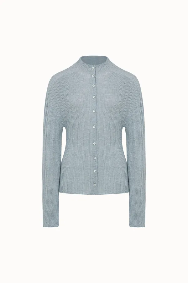 [4차 리오더]Baby Alpaca Holgament Cardigan[LMBEAU24KN258]-Baby Blue