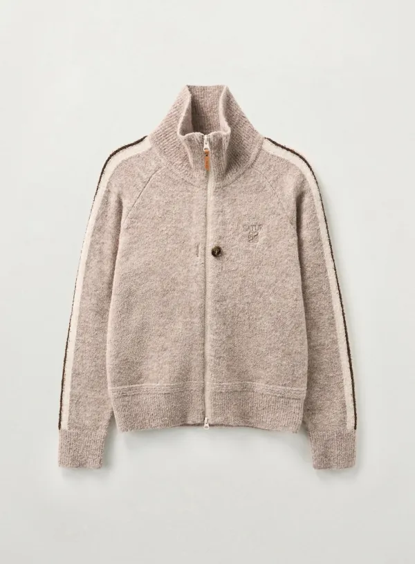 (W) Lawton Boucle Knit Zip-up - Oatmeal
