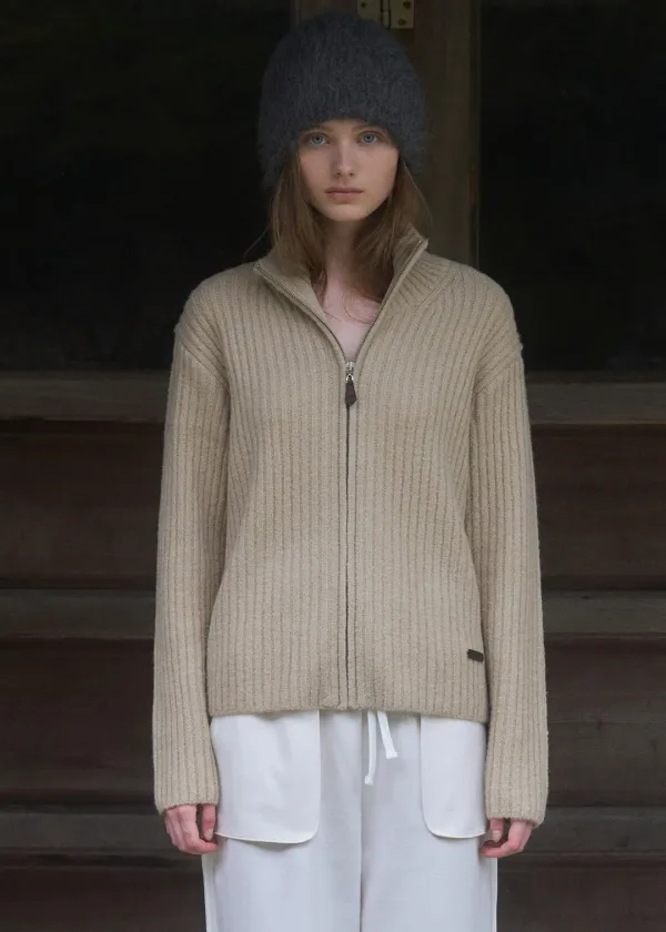 Grinch pola zip-up knit (oatmeal)