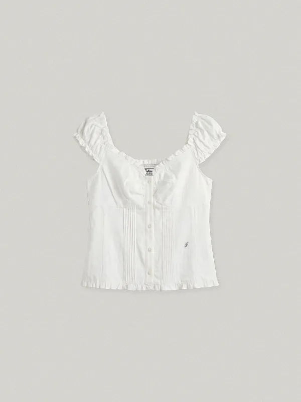 LILI CAP SLEEVE OFF SHOULDER BLOUSE - WHITE릴리 캡 슬리브 오프숄더 블라우스