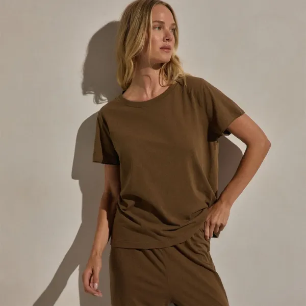 Cotton Linen Lounge Tee - Cocoa