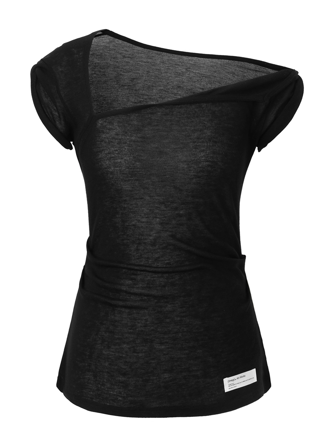 이네기 [2nd Reorder] Flip Sheer One Shoulder Top (black) 상품 이미지 2