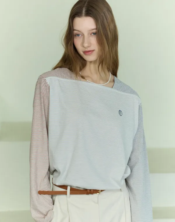 Boat Neck Multi Stripe Long Sleeve - Multi