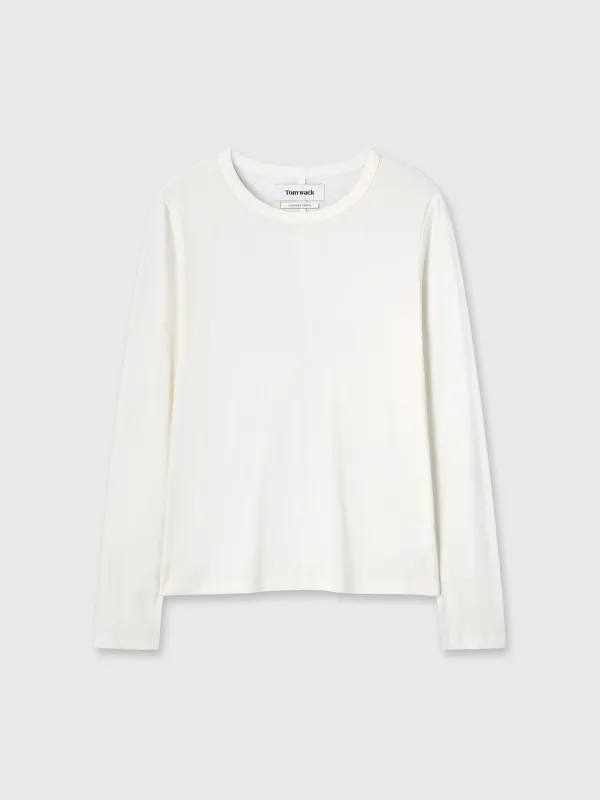 (W) COTTON CASHMERE ESSENTIAL TOP_ IVORY