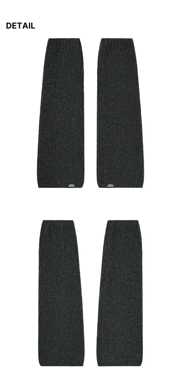 BOUCLE KNIT LEG WARMERS-CHARCOAL